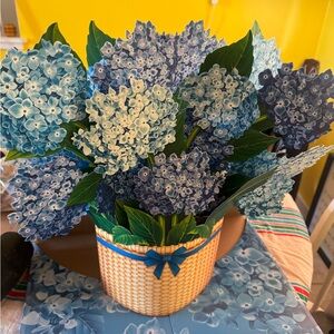 Blue Hydrangea paper Floral Arrangement in Basket card Mother’s Day Easter